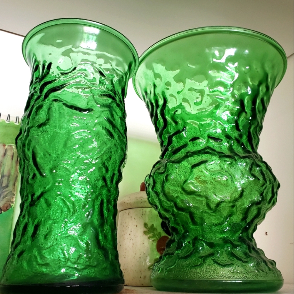 Crinkle glass vases